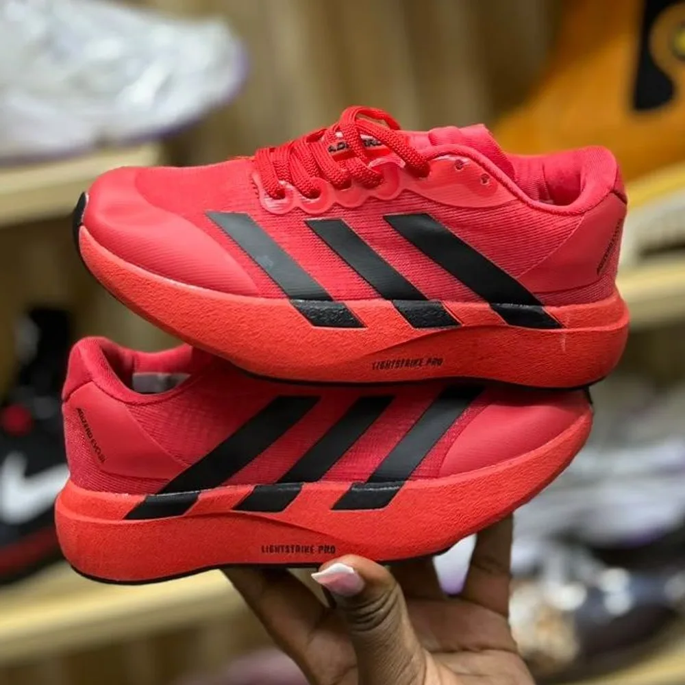 Adidas Adidas Red / Black Three-Stripe Trainer — Red / Core Black