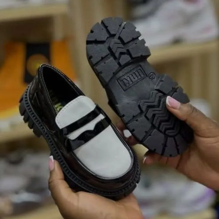 Black & White Chunky Penny Loafer in Black / White — thumbnail 2