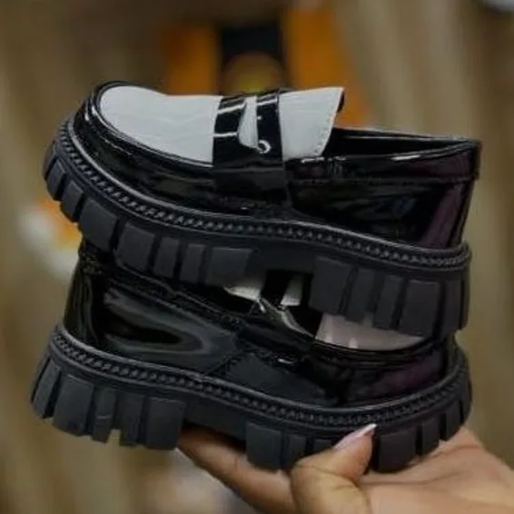 Black & White Chunky Penny Loafer in Black / White — thumbnail 3